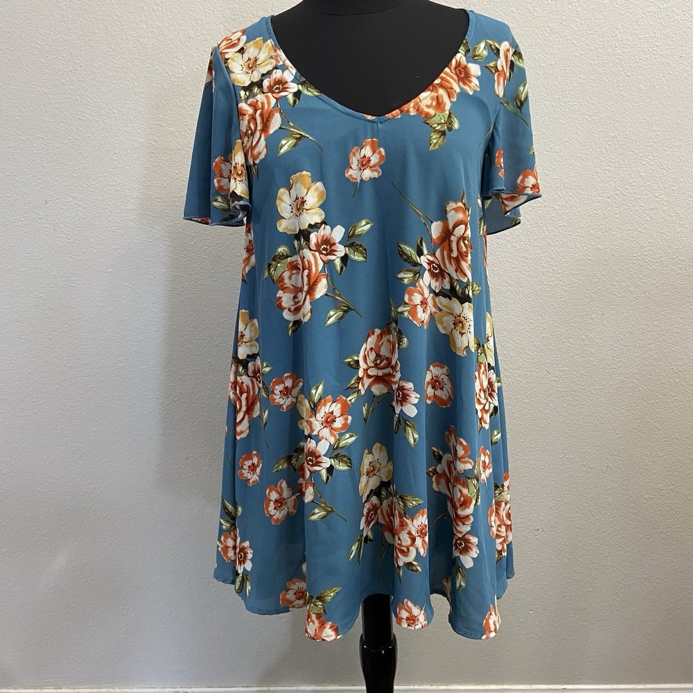 Show Me Your Mumu Kylie Blue Floral Mini Dress Women's Size‎ Small Shift